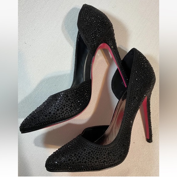 Charlotte Russe Tiara Black Stiletto Rhinestone Heels Size 6 EUC - Picture 5 of 8